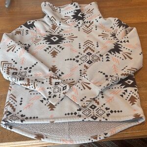 Avalanche Women's Cowl Neck Sweater - Cream and Brown Aztec